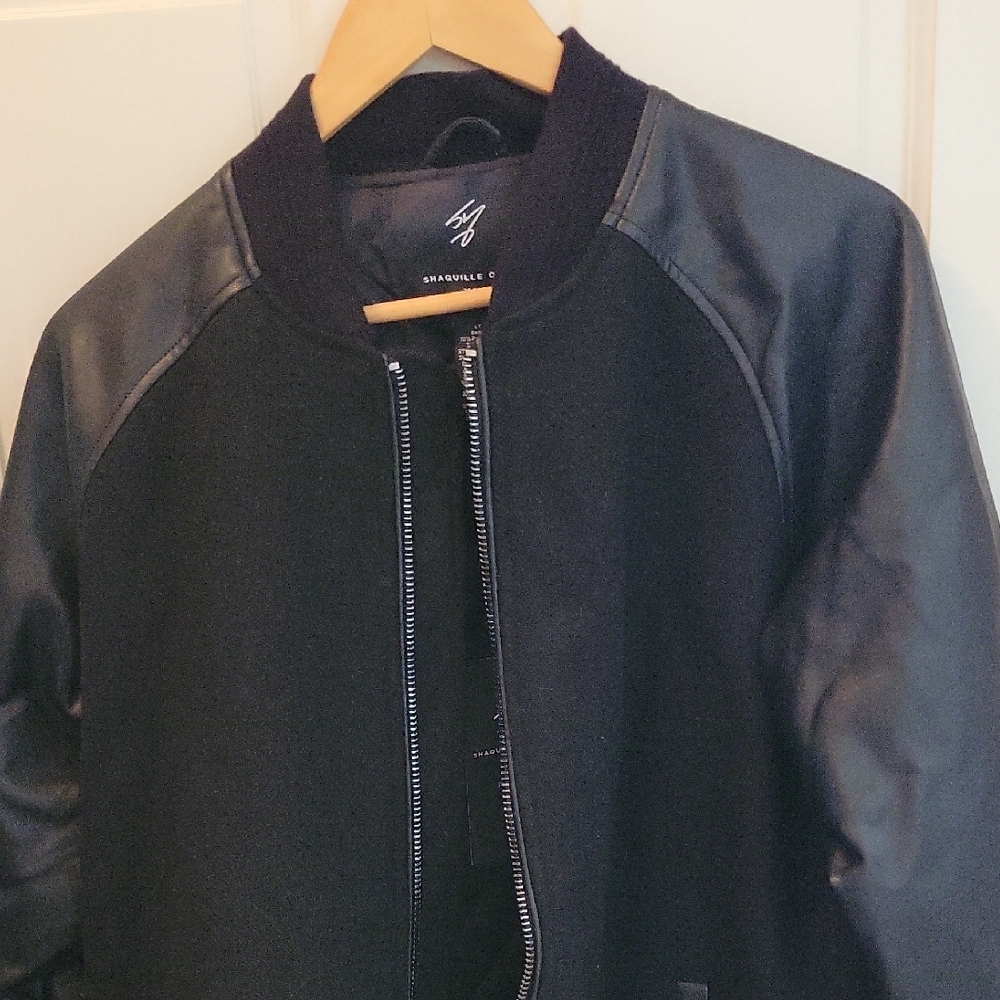 BNWT Shaquille O'neal Men's Black Bomber Jacket Size LT (Large tall)